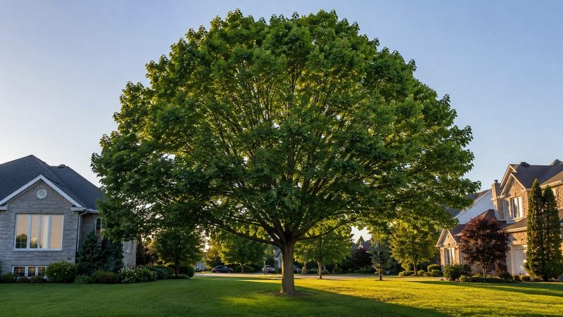 Un magnifique arbre mature bien entretenu, en pleine feuillaison